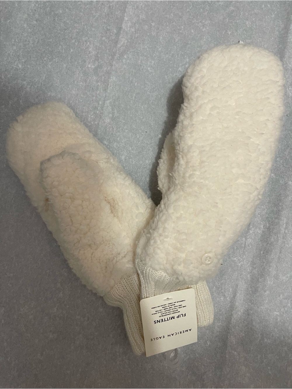 American Eagle Cream Cozy Flip Mittens NWT